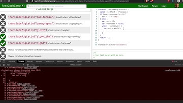 Lets Play Free Code Camp Intermediate Algorithm Scripting: Pig Latin
