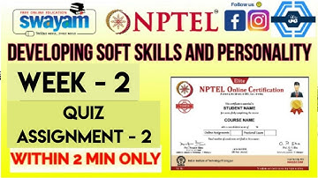 Developing Soft Skills And Personality - NPTEL, week 2 quiz assignment 2 solved 2024(July)