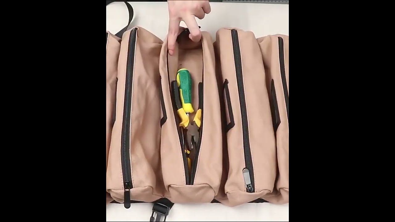 Amazing Gadgets ~ Large Canvas Roll Up Tool Bag With Shoulder Strap ~ Tool Storage Bag 