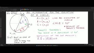 Deriving an Alternative Equation of a Circle Using Thales's Theorem & the Dot Product #dotproduct