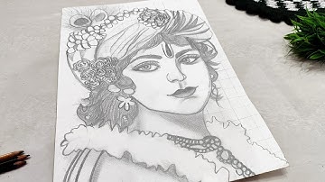Krishna Drawing 🥰 , Step by Step, using grid, Tutorial , Part 1
