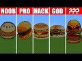 Pixel Art (NOOB vs PRO vs HACKER vs GOD vs ???) Hamburger in Minecraft