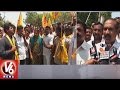 TRS activists counter protests against Revanth Reddy in Khammam