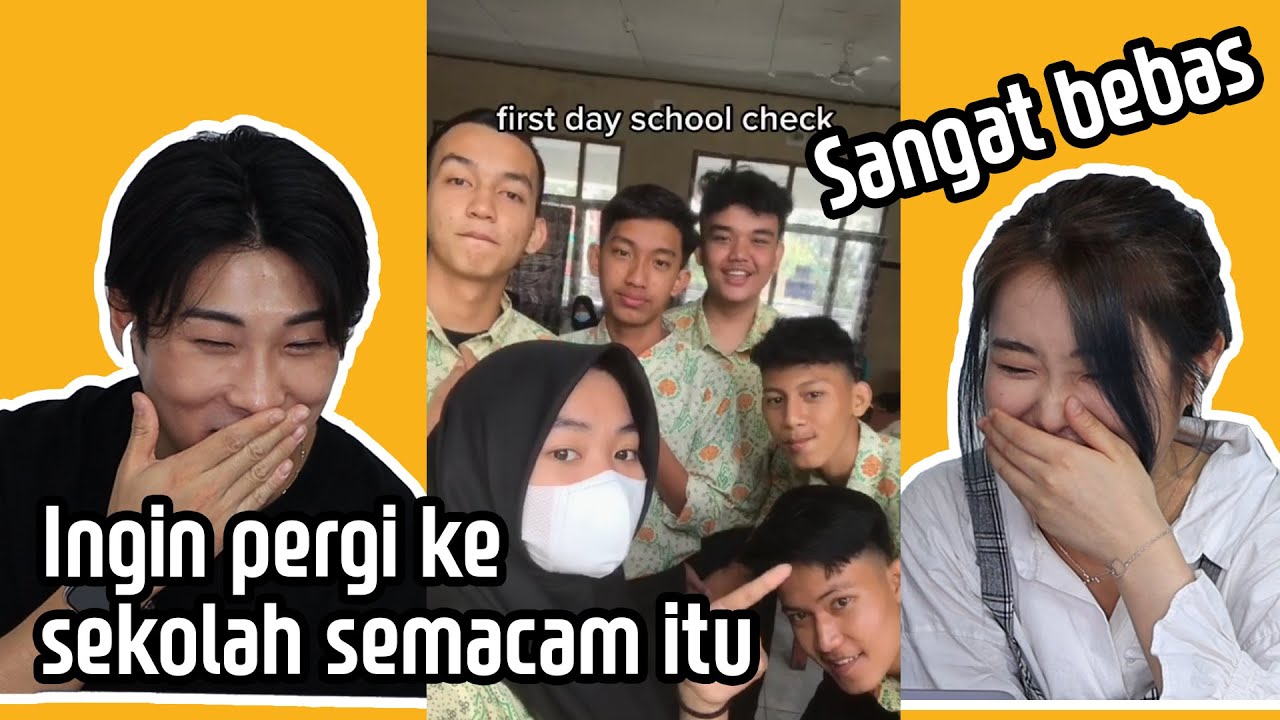 Sebuah sekolah dengan suasana bebas, aku sangat iri! | Korean React to Indonesian school TIKTOK
