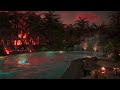 Beautiful Golden Sunset By A Relaxing Private Pool | Soothing Water Sounds | Calming Waterfall