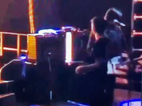 Blixa Bargeld Scaring Cue Card Guy with Gui￼tar Nick Cave