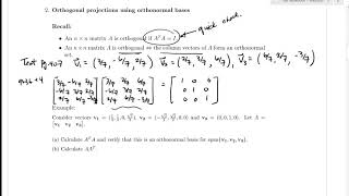 SFU MATH 232 7.2 Projections and the Gram Schmidt Process