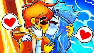 ¡CHICO DE FUEGO Y CHICA DE AGUA SE BESAN EN MINECRAFT! 🔥💖💧 CHICO DE FUEGO ENGAÑA A LA CHICA DE HIELO