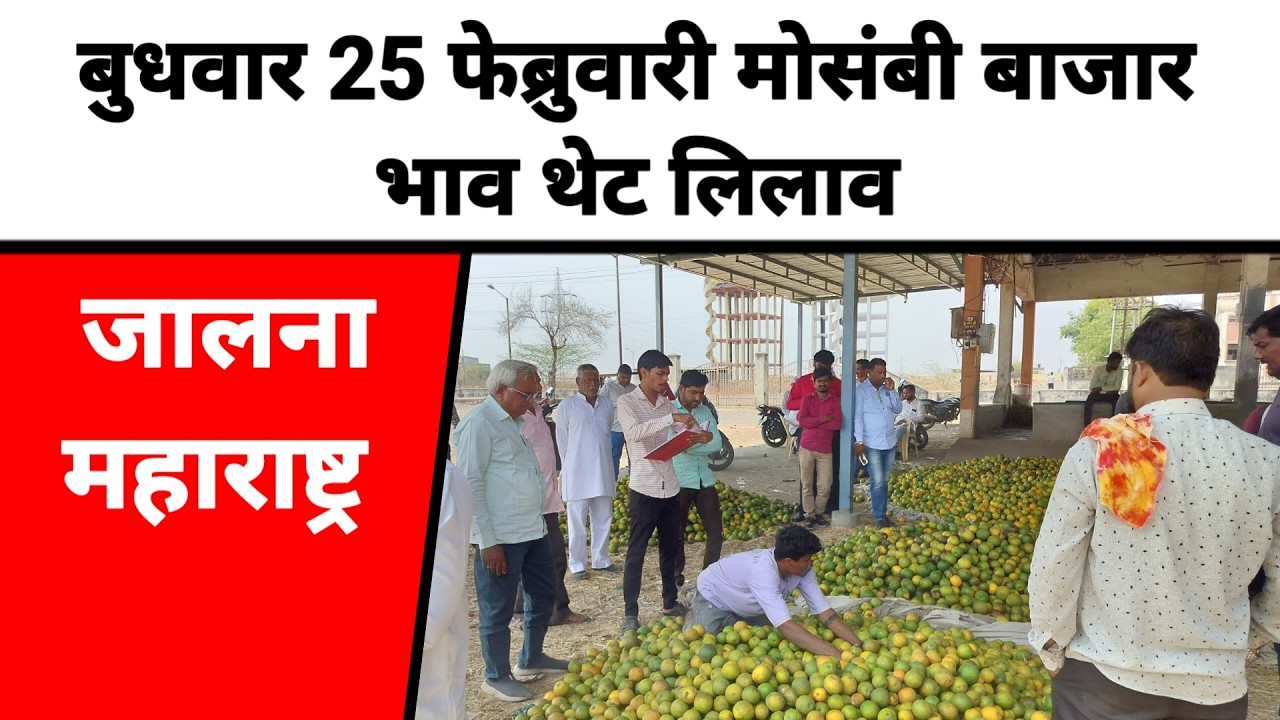 बुधवार 25 फेब्रुवारी मोसंबी बाजार भाव थेट लिलाव  जालना महाराष्ट्र || पीक पाणी