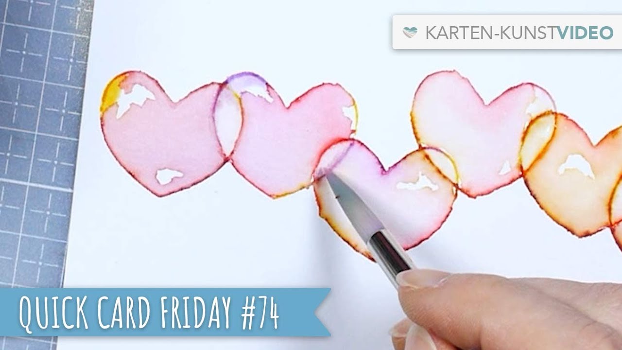 Karten Kunst Quick Card Friday #74 – Colorierte Herzen - YouTube