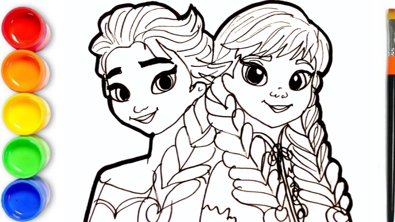 How to draw Elsa and Anna - Frozen Cartoon