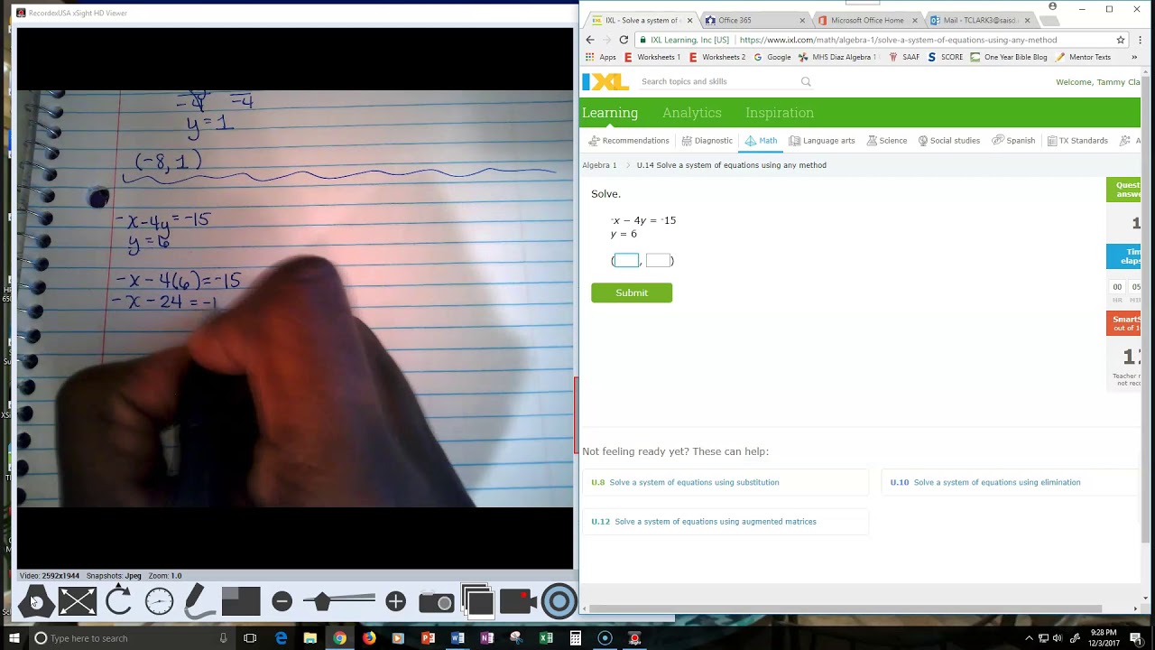 IXL U14 Solve a system of equations using any method A - YouTube