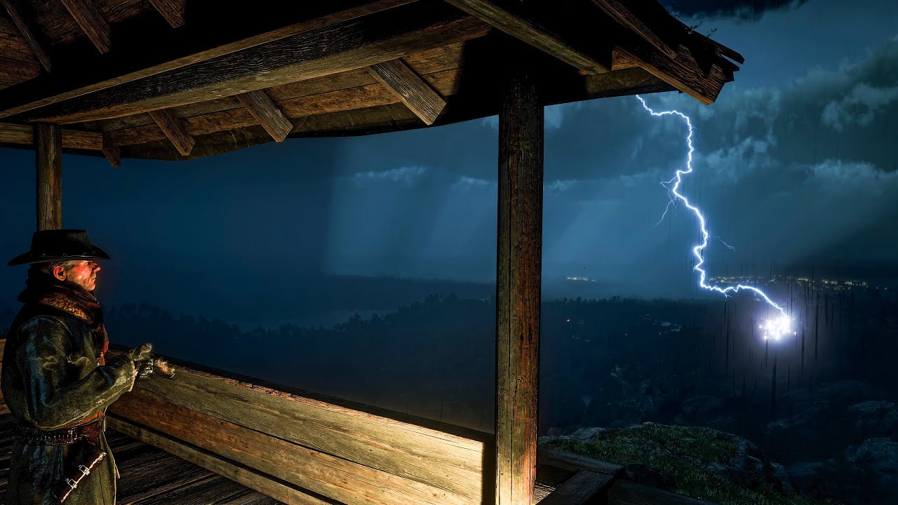 Trapped in a Thunderstorm with Hosea – Mountain Rain Ambience|RDR2 ASMR