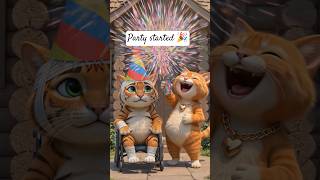 party started #reels #funny #instragram #cat #cute #aivideo #shorts #aianimation #orangecat #allages
