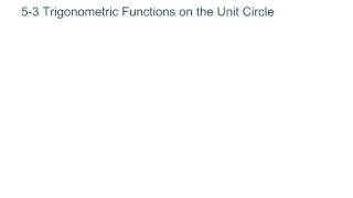PCR 5-3(1) Trigonometric Functions on the Unit Circle