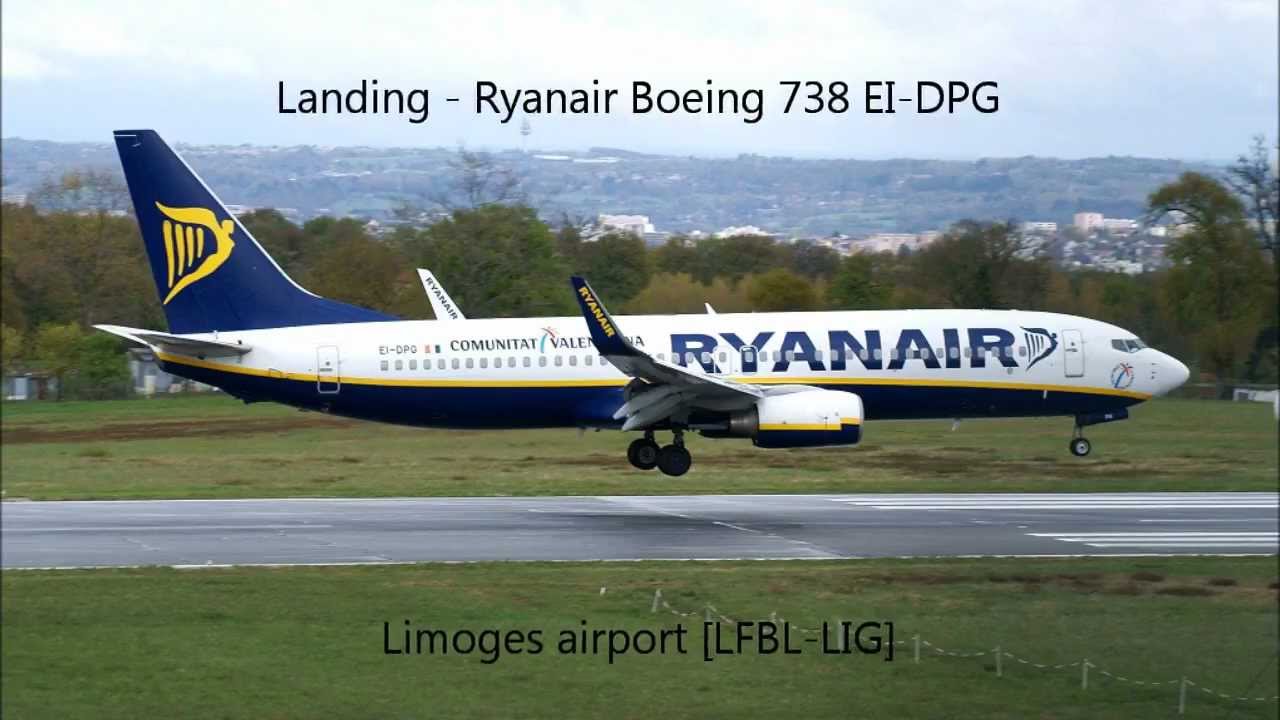 Landing on wet runway | Ryanair B738 EI-DPG | Limoges Bellegarde airport [LFBL-LIG]