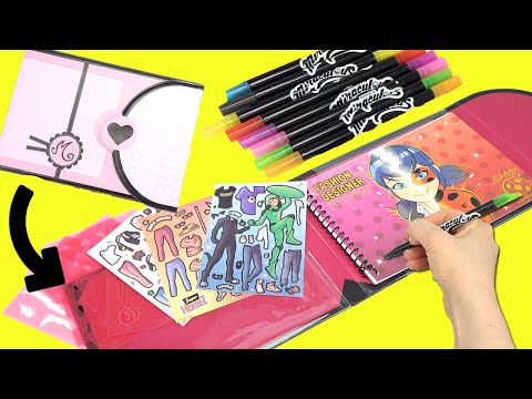 Miraculous Ladybug Diy Fashion Sketchbook With Cat Noir, Rena Rouge, And Carapace
