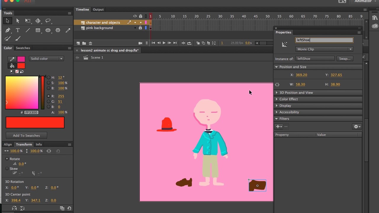lesson four adobe animate cc: drag and drop - YouTube