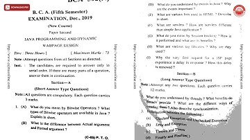 BCA 5TH SEM JAVA PROGRAMMING AND DYNAMIC WABPAGE DESIGN BCA N DEC 2019 | CSJMU