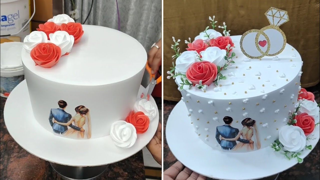 Elegant Wedding Couple Cake | Romantic Engagement Theme | Rose Floral Cake Design