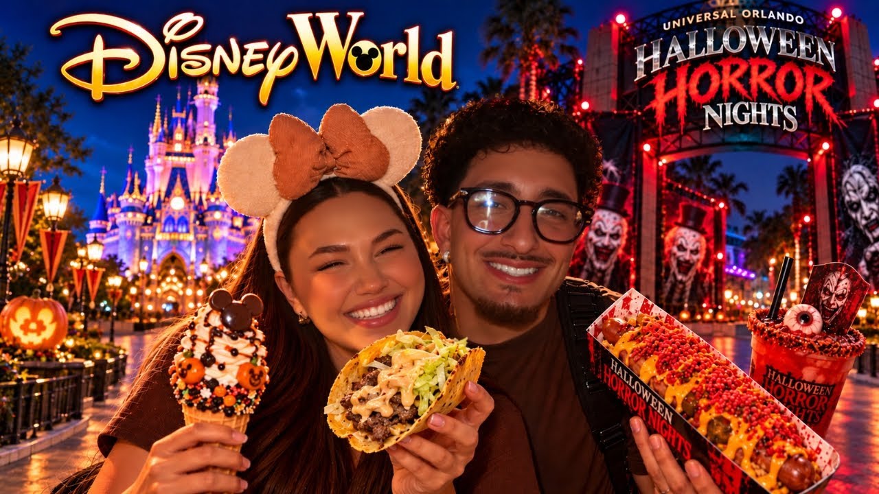 TRYING HALLOWEEN FOOD ITEMS AT DISNEY WORLD & UNIVERSAL!!