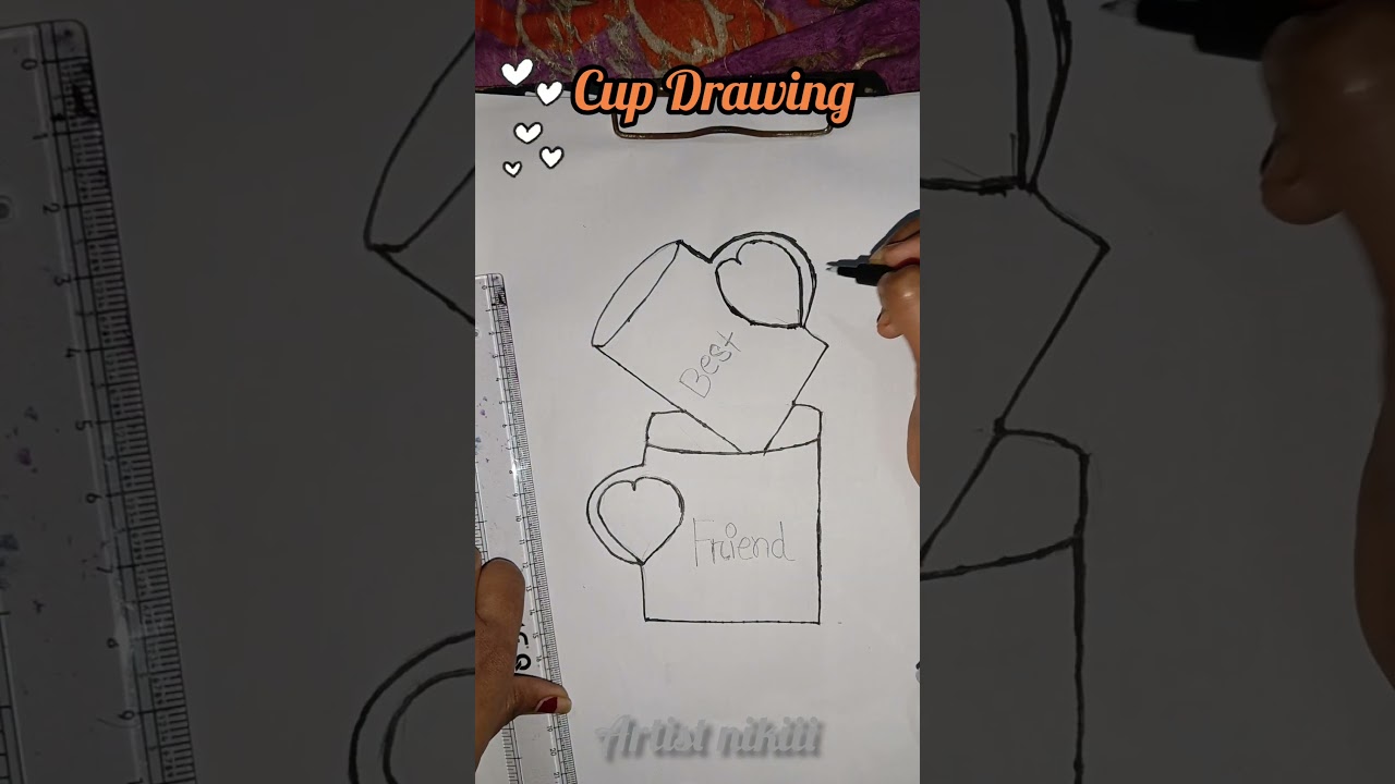 Cup drawing ☕🎨Easy & satisfying ✨Watch till end 👀#artwork #drawing #cup #bestfriend