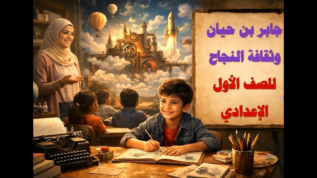 جابر بن حيان وثقافة النجاح / للصف الأول الإعدادي / لغة عربية / الترم الثاني / شرح وتحليل بالصور