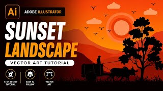 How to Create a Stunning Sunset Landscape in Adobe Illustrator 🌅 | Vector Art Tutorial Adobe Illustrator Tutorial Wrinkle Effect Ft Sunset Adobeillustrator Adobeillustratortutorial