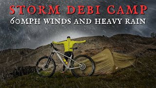 CAMPING IN STORM DEBI  STRONG WINDS AND HEAVY RAIN  MTB Bikepacking in Wild Yorkshire UK a