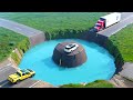 Cars driving over water pit and upside down speed bumps  ultimate beamngdrive challenge