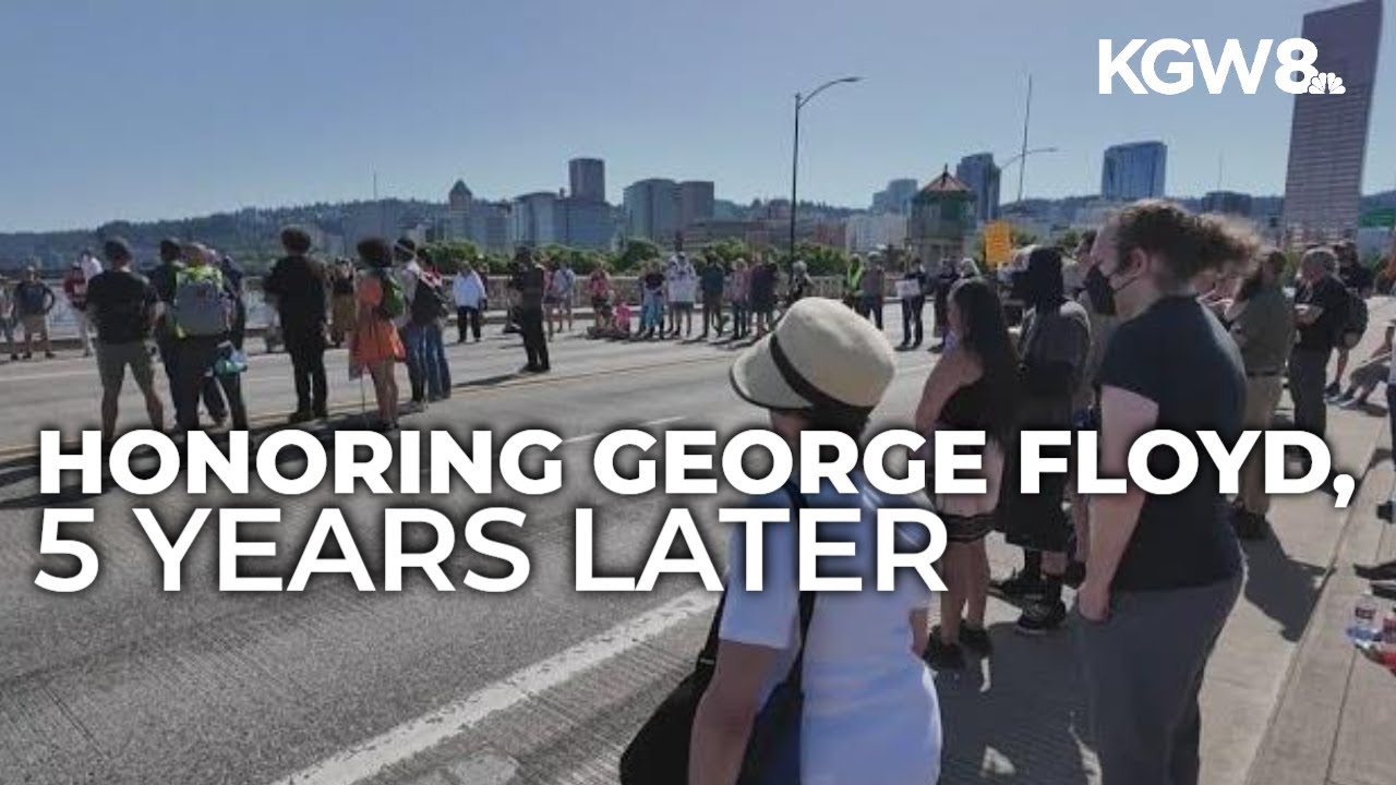 Burnside bridge again becomes site of George Floyd tribute in Portland