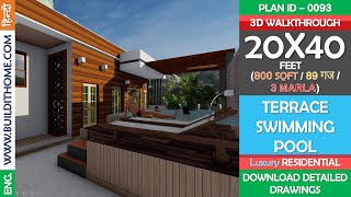 20X40 House Plan Terrace Swimming Pool With Deck Area