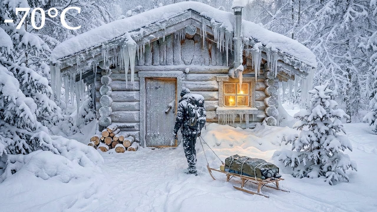Surviving EXTREME Heavy Snow in a Wooden Cabin | Extreme Off Grid Winter Life