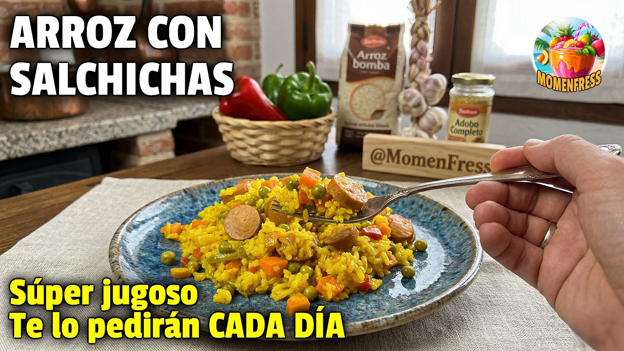 ARROZ con SALCHICHAS: El secreto para que quede SÚPER JUGOSO y con mucho sabor 🥘