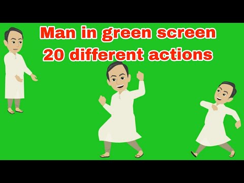 Man cartoon character in green screen| all poses| green screen cartoon