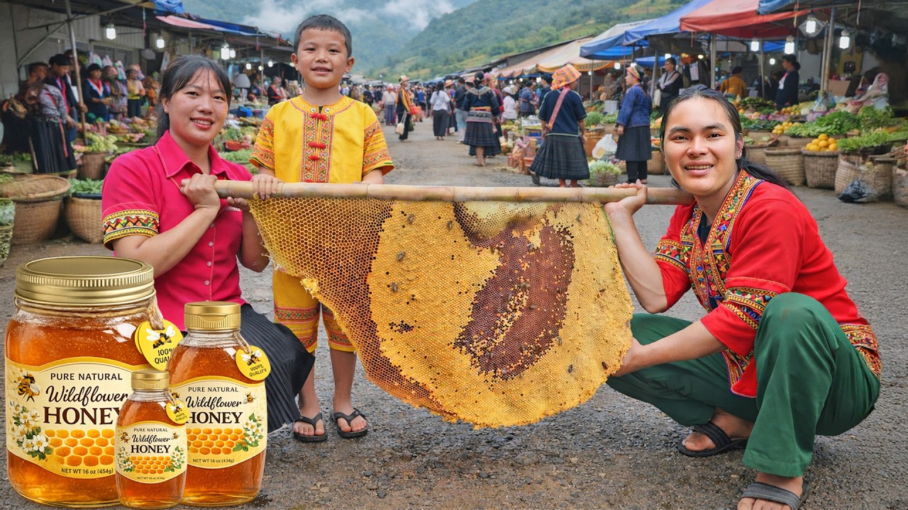 Found a Giant Beehive – Extracting Honey and Taking It to the Market to Sell | SURVIVAL ALONE