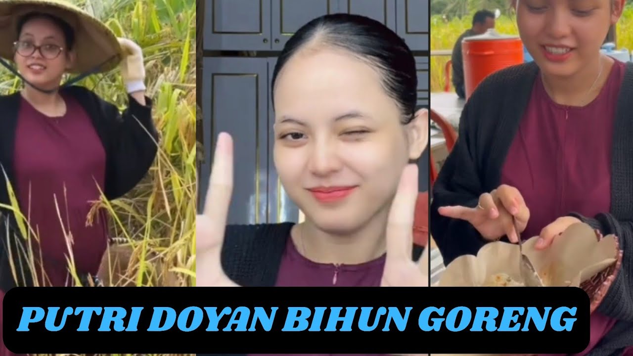 Hamil Besar Putri Ikut Mengetam Padi di Kebun