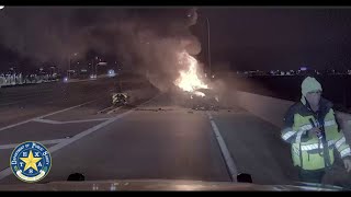 North Texas trooper rescues man from burning vehicle along the highway