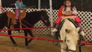 Max riding a pony at a pumpkin patch