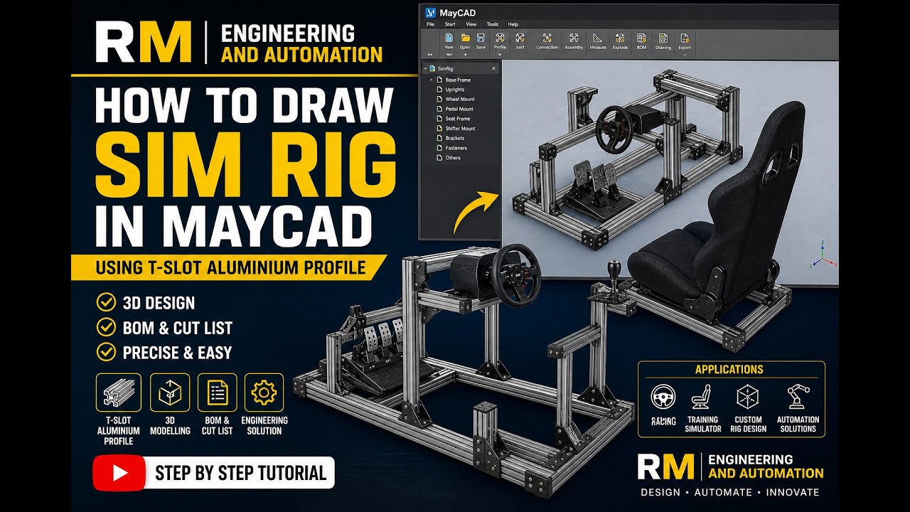 How to Draw a Sim Rig in MayCAD Using T-Slot Aluminium Profile - YouTube