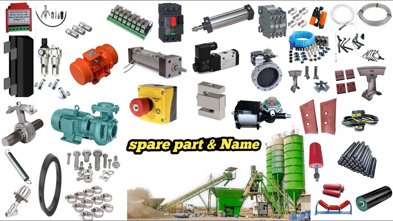 Top 45 Batching Plant Spare Parts | Mechanical Parts List for Maintenance & Management | RMC plant 