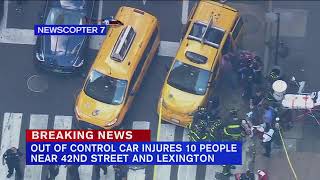10 injured when out of control car hits pedestrians in NYC