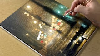 Rainy Street Painting / Acrylic Painting for Beginners