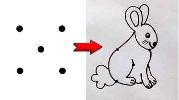 How to Draw Cute Rabbit From 5 dots | Rabbit drawing for beginners | Dots drawing