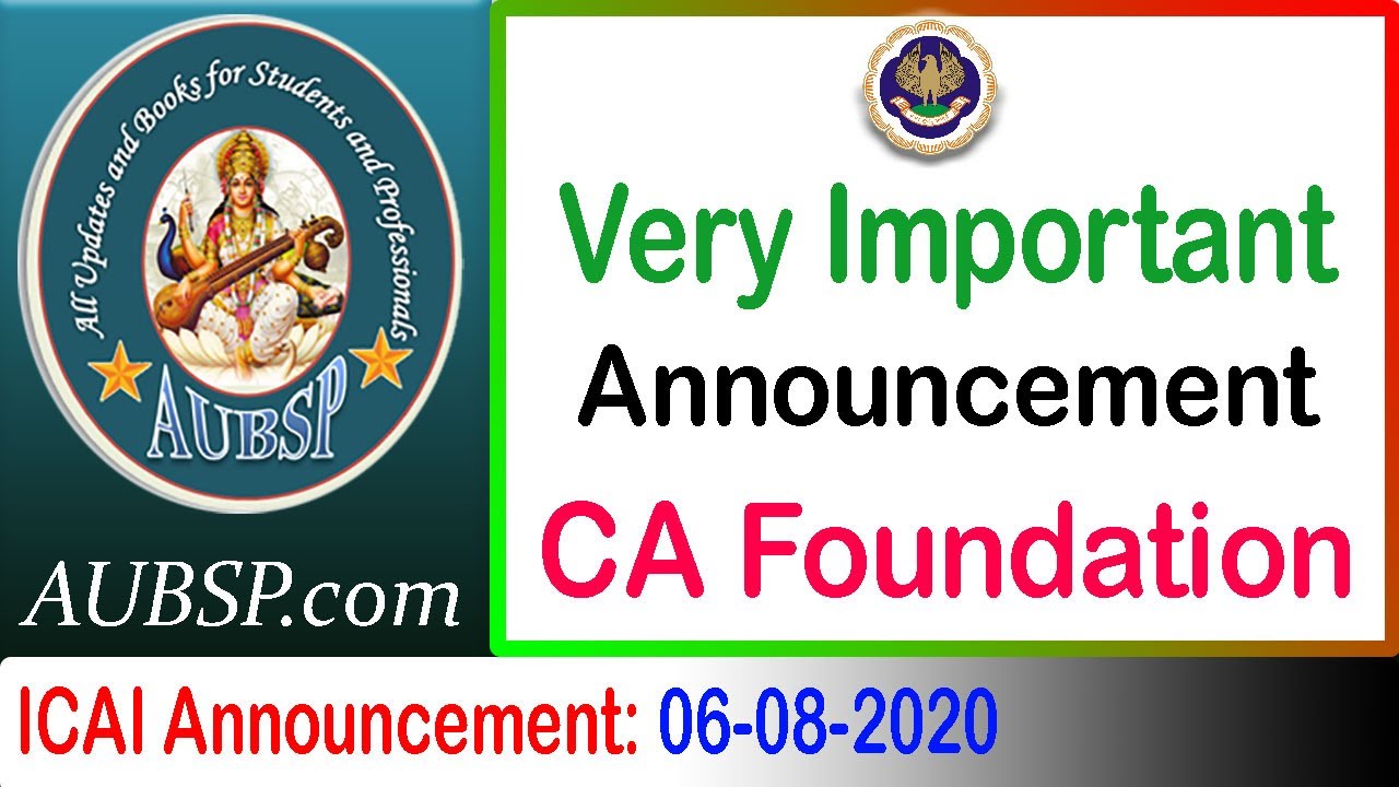 ICAI Announcement For CA Foundation Registration 12th Mark Sheet