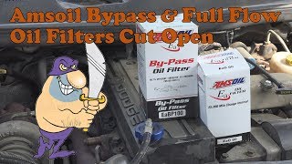 Amsoil BP 100 Bypass oil filter and EAO 80 Full flow oil filter cut open