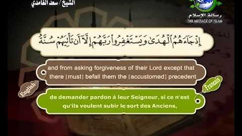 سورة الكهف مرتلة بصوت الشيخ سعد الغامدي مع ترجمة المعاني الى اللغة الانكليزية و الفرنسية