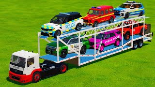 TRANSPORTING RANGE ROVER, BMW, MERCEDES, FORD POLICE CARS with SPORT TRUCK! Farming Simulator 22