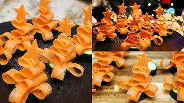Super Salad Decoration Ideas - Cucumber & Carrot Christmas Tree Carving Garnish