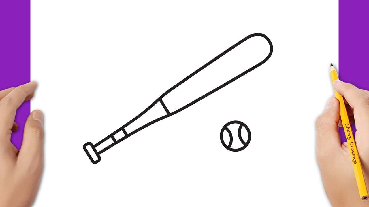 How to draw a baseball bat and ball - YouTube